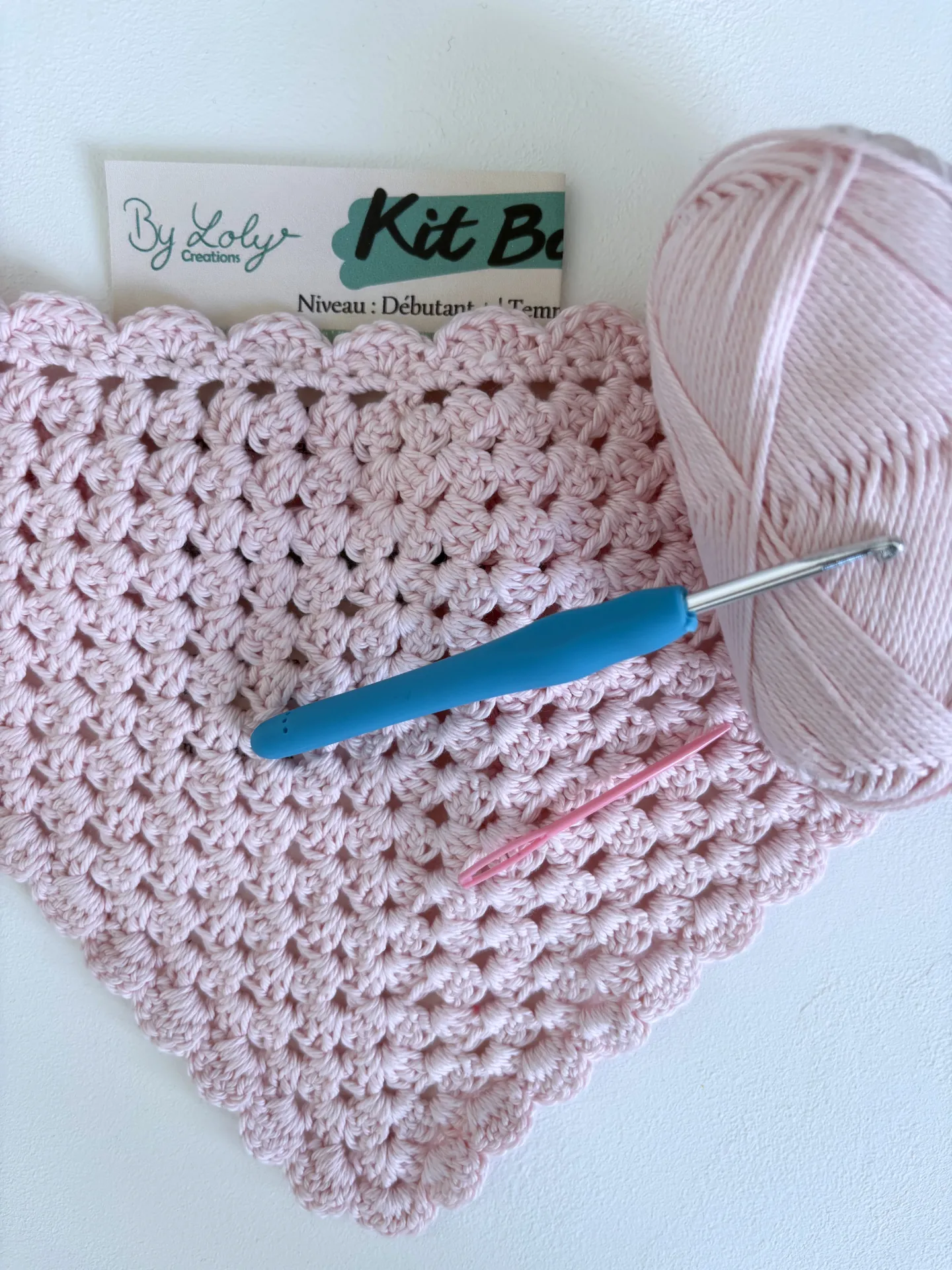 Kit DIY Bandana DOLLY au crochet (Rose clair)
